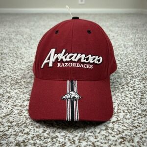 Vintage Arkansas Razorbacks Hat Cap Strap Back One Size Red NCAA Football 90s